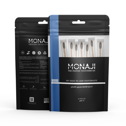 Monaji Prepasted Toothbrush- Bamboo Wood| Pack of 10